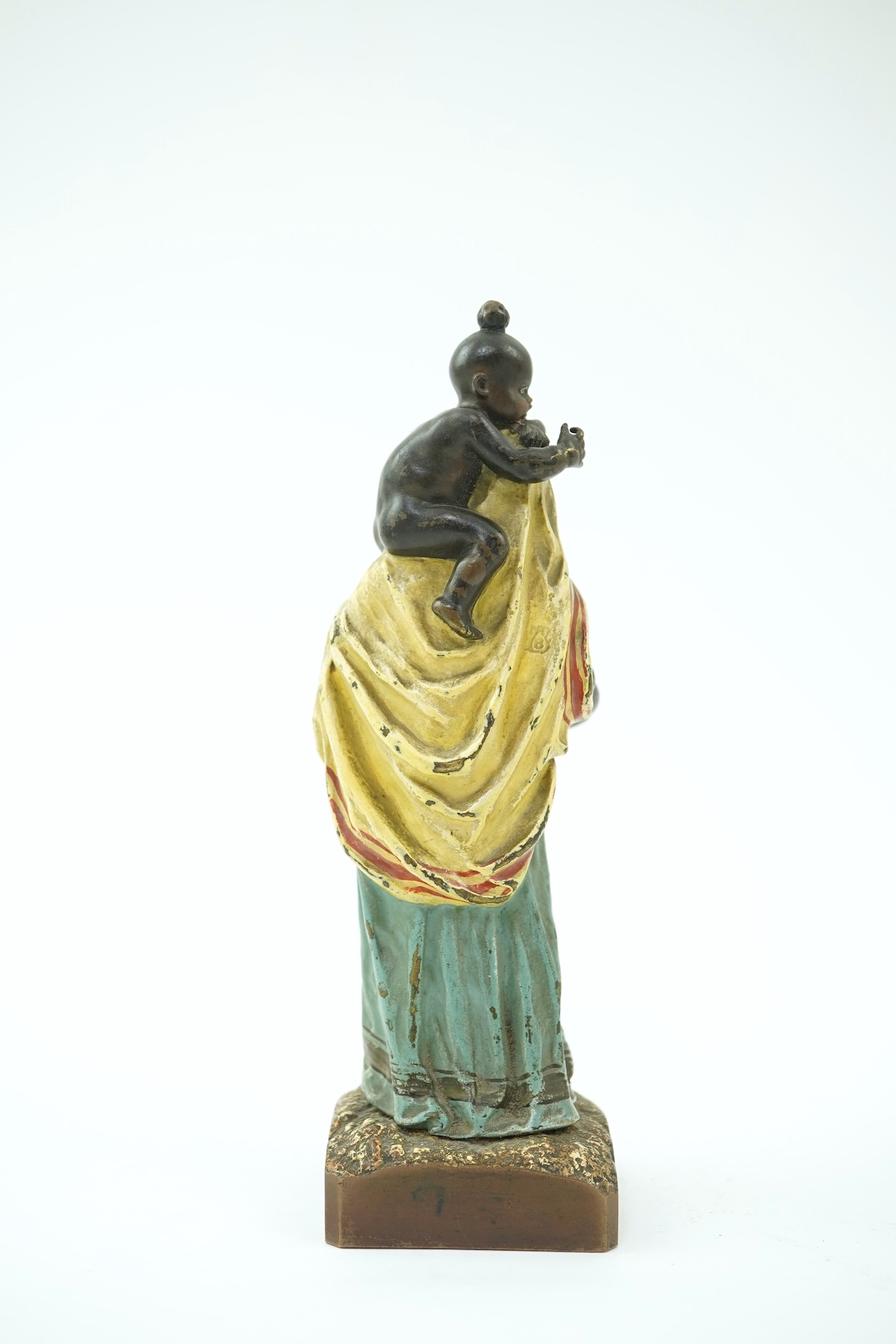 Franz Xavier Bergman (Austrian, 1861-1936). A Viennese cold painted bronze figure of a Moorish female beggar and child